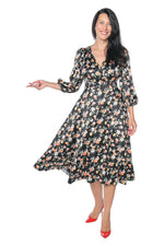 Rochie Livia neagră Monielle cu imprimeu floral