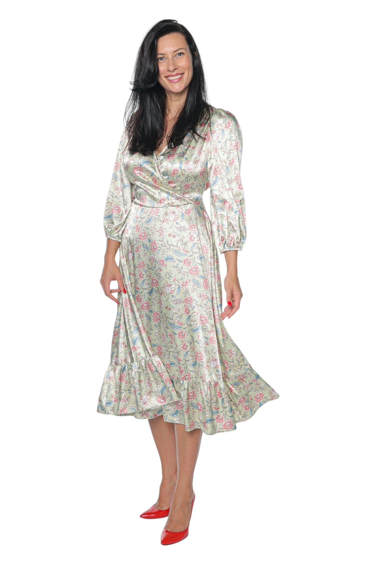 Rochie Livia vernil Monielle cu decolteu petrecut