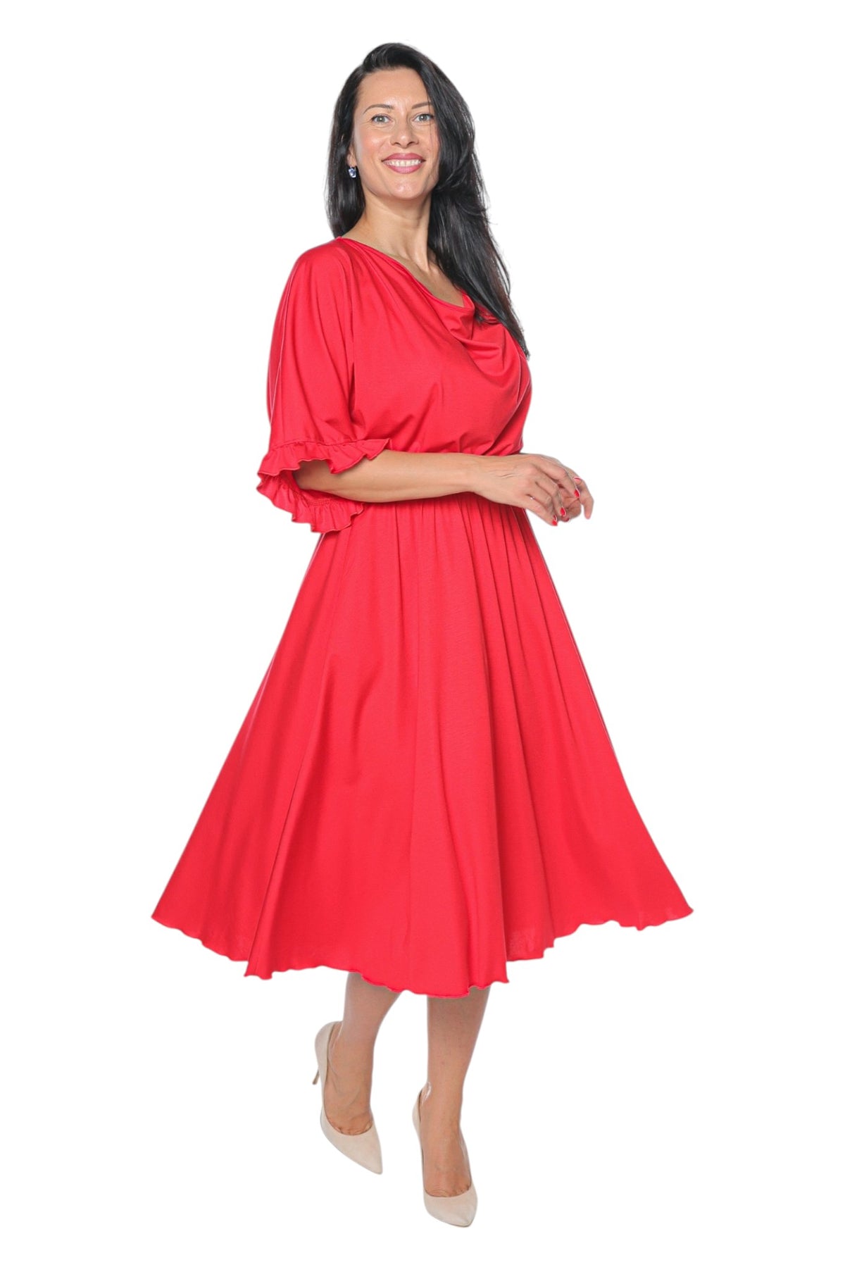Rochie Nova Red Monielle din jerseu de vâscoză