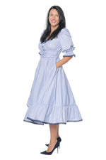 Rochie albastră Viva Romantic Monielle, croi feminin