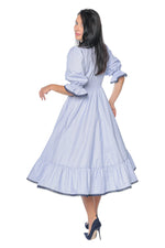 Rochie Viva Romantic Blue Monielle, variantă cu dantelă bleumarin