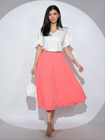 Fusta Alizée Coral cu croi clos, buzunare si elastic pe talie