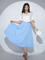 Fusta Alizée Ciel cu croi clos, buzunare si elastic pe talie
