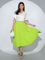 Fusta Alizée Lime cu croi clos, buzunare si elastic pe talie