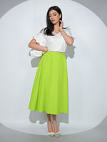 Fusta Alizée Lime cu croi clos, buzunare si elastic pe talie