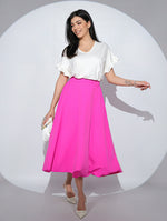 Fusta Alizée Fuchsia cu croi clos, buzunare si elastic pe talie
