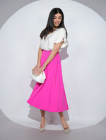 Fusta Alizée Fuchsia cu croi clos, buzunare si elastic pe talie