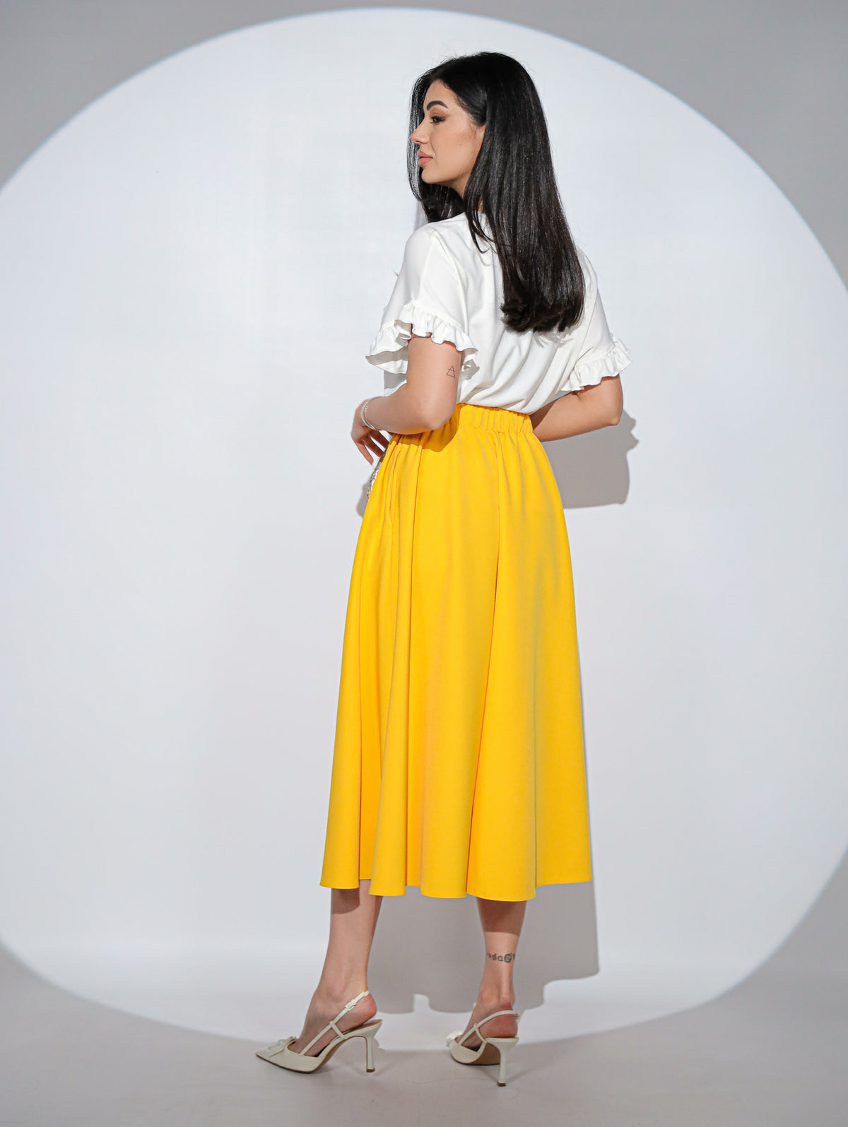 Fusta Alizée Soleil cu croi clos, buzunare si elastic pe talie