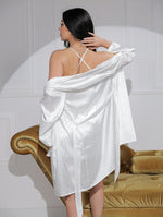 Set pijama Luna, din satin alb