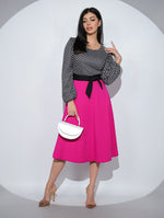 Rochia Cosette Fuchsia, din jerseu de bumbac, cu cordon