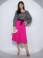 Rochia Cosette Fuchsia, din jerseu de bumbac, cu cordon