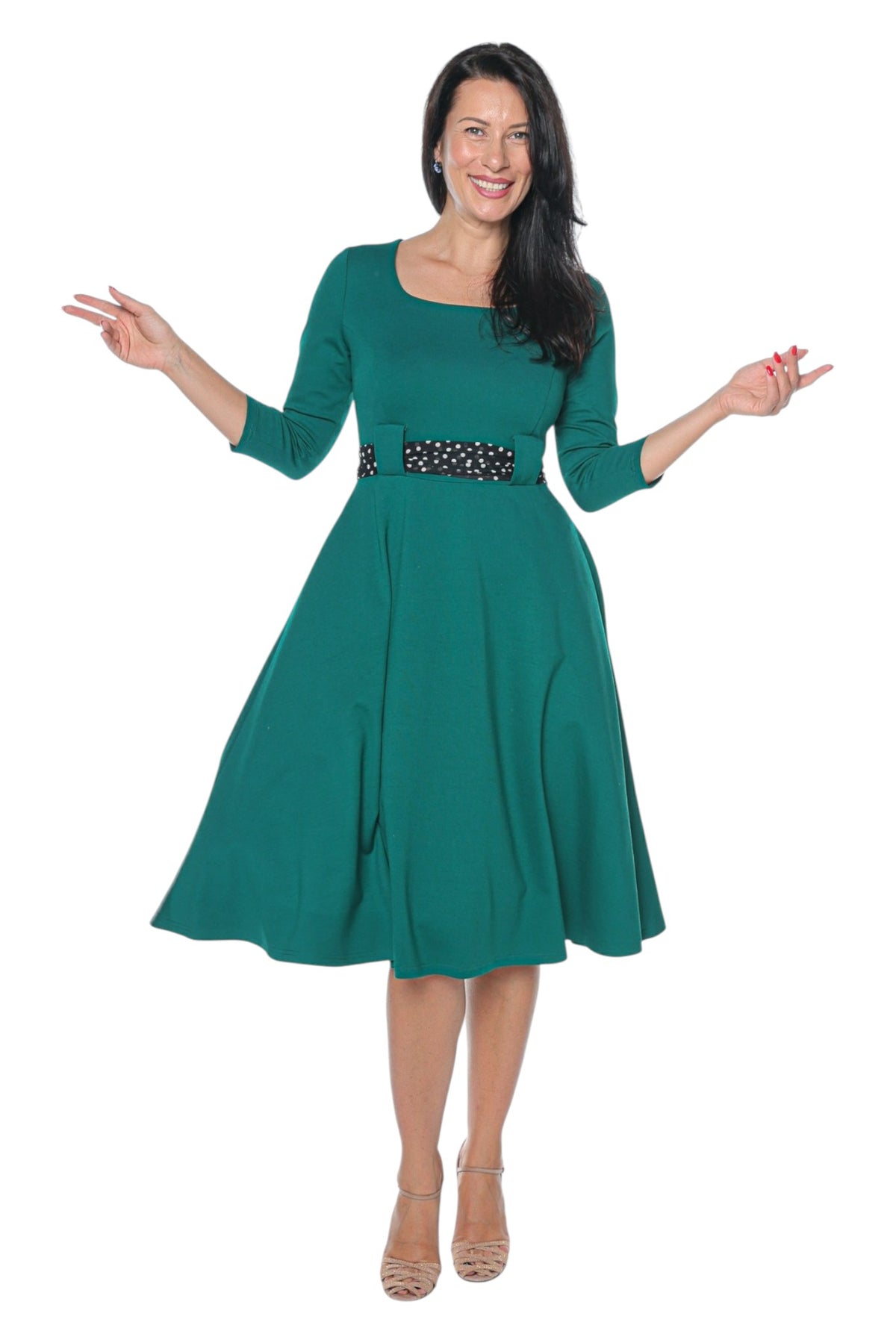 Rochie verde Allegra Monielle din jerseu de bumbac