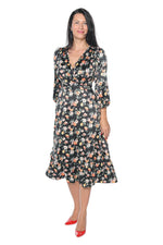Rochie Livia neagră Monielle cu volan feminin