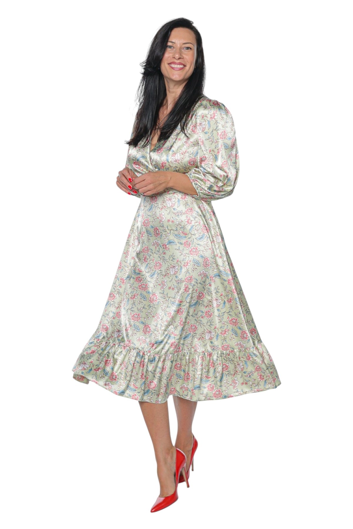 Rochie Livia vernil Monielle cu volan feminin