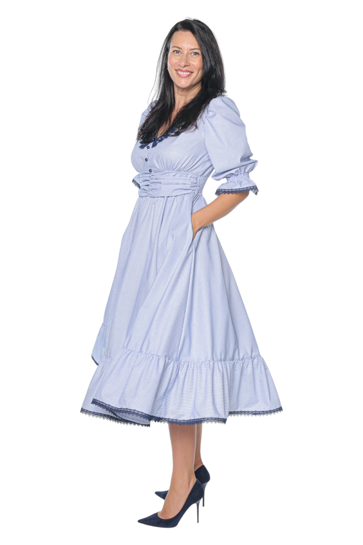 Rochie albastră Viva Romantic Monielle, croi feminin