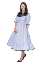 Rochie Viva Romantic Blue Monielle cu contrast albastru și bleumarin
