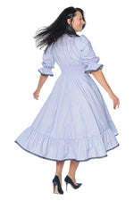Rochie Viva Romantic Blue Monielle cu accente bleumarin