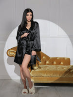 Set pijama Luna, din satin negru