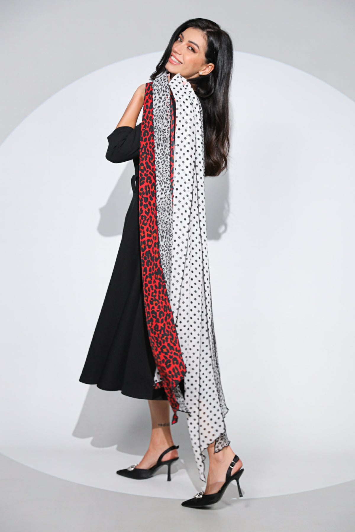 Rochia Allegra din jerseu de bumbac cu 3 eșarfe incluse