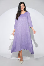 Rochia Venice lila din jerseu cu lana, croi lejer si asimetric